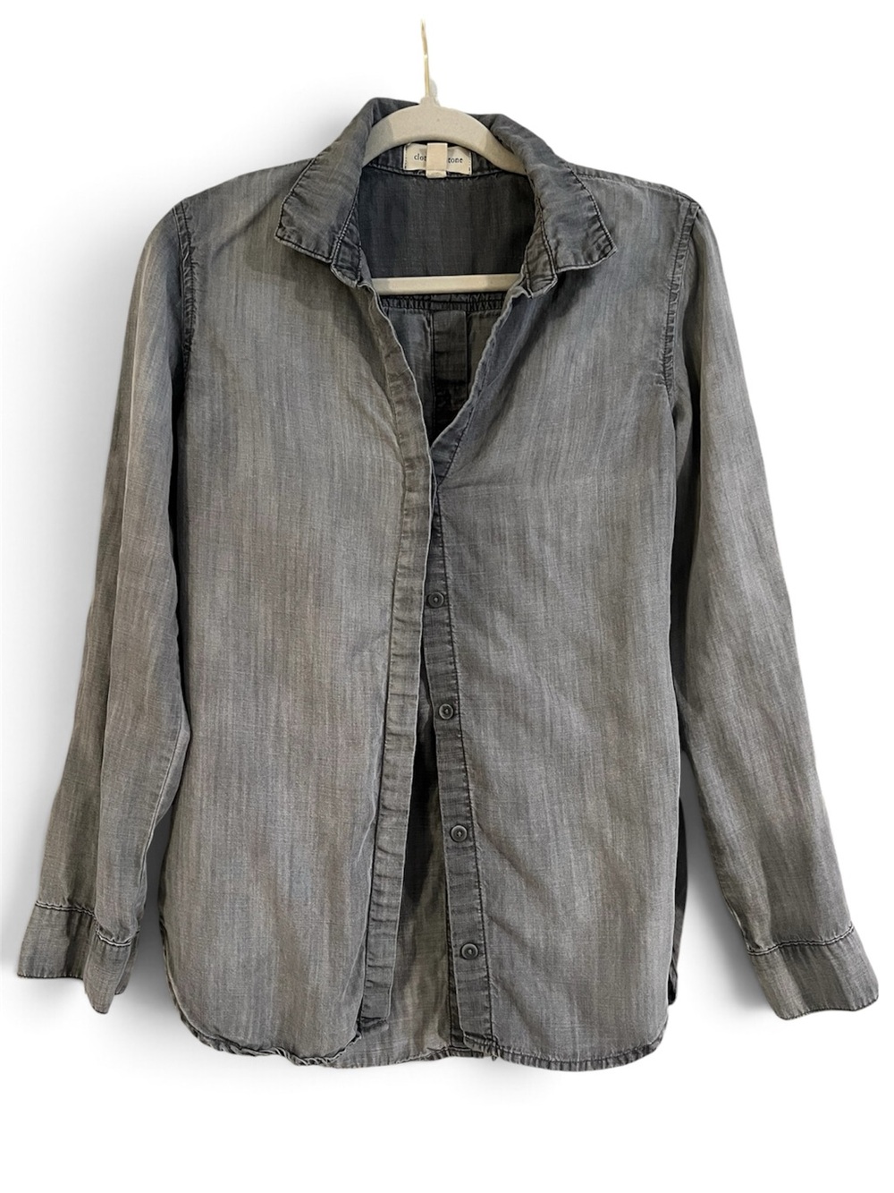 CLOTH & STONE Women's Gray Tencel Button Top Casual Shirt
